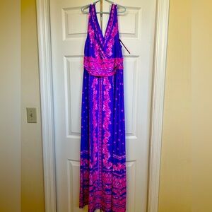 Maxi dress size large. Mystical purple coral craze print.